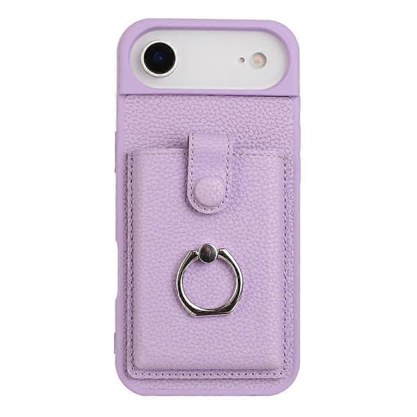 Kompatibel med iPhone 17 Air Cover med ringstativ, kortpladser, læderbagside