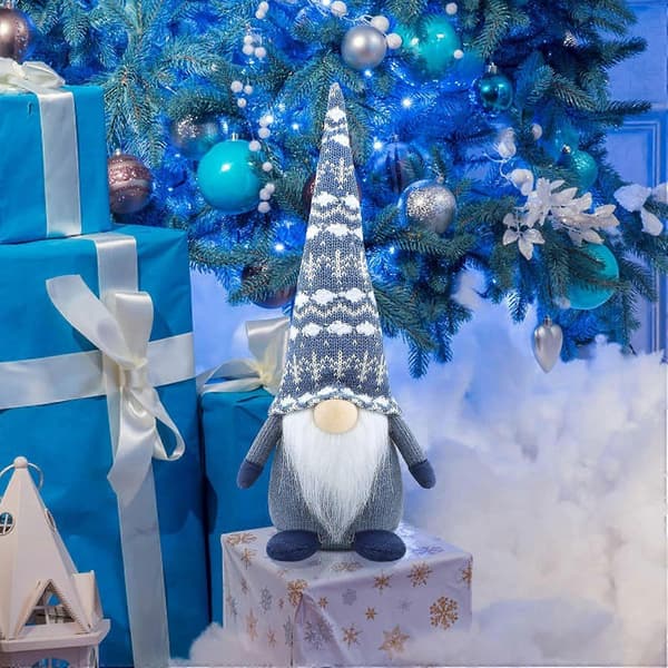 Jule-gnom dekorasjon gave - Håndlaget skandinavisk Tomte (Blå)