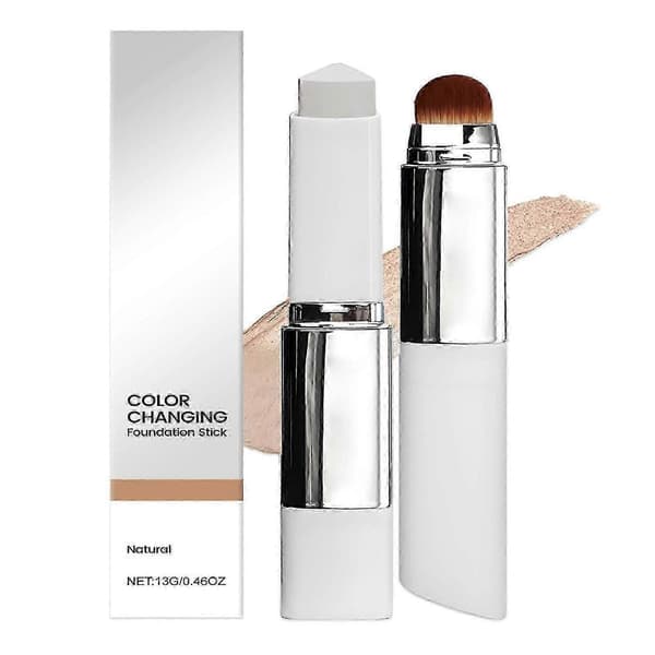 2-i-1 farveskiftende foundationstick, medium til fuld dækning, dugfrisk finish, base-makeup, god gaveidé