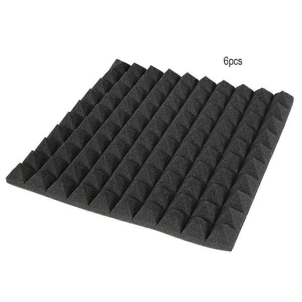 Pyramide akustiske skumpaneler, 6-pak, 50 x 50 x 5 cm, lydisolerende studioskum (sort)
