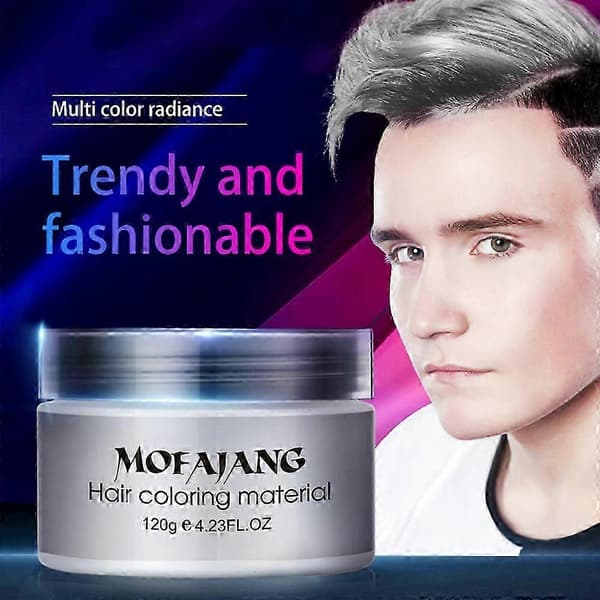 Mofajang 9 farver Unisex hårfarve voks mudderfarve stylingcreme gør-det-selv farvning (grå)