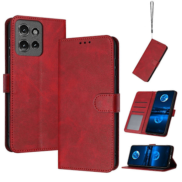 Solid Kalvtextur Flip Läder Telefonfodral (För Motorola Edge 50)