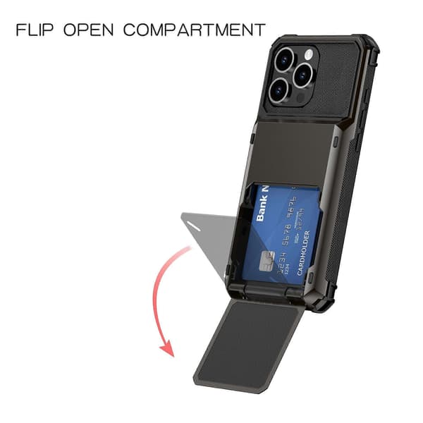 For iPhone 16 Pro telefondeksel PC+TPU dobbeltlags bakdeksel med kortholder