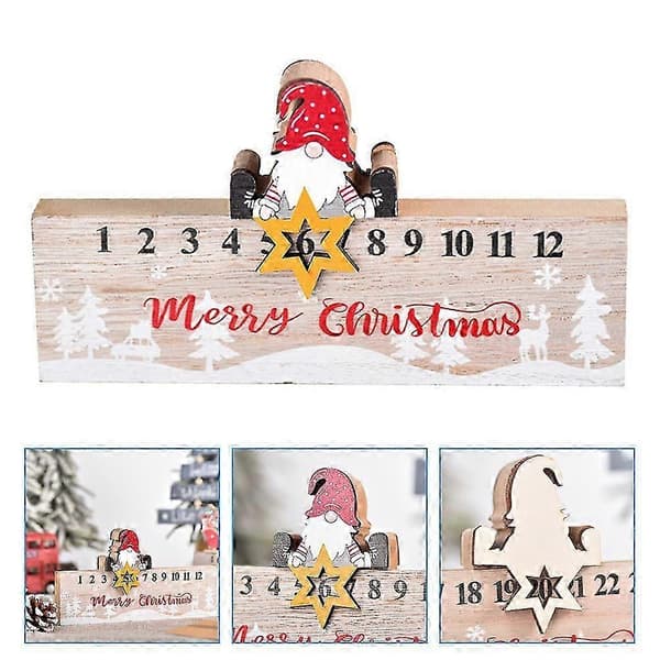 Jule-adventskalender i træ til skrivebordsdekoration