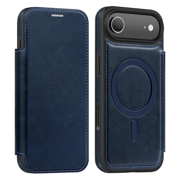 For iPhone 17 Air Case Compatible with MagSafe RFID Blocking Card Holder Leather Phone Case
