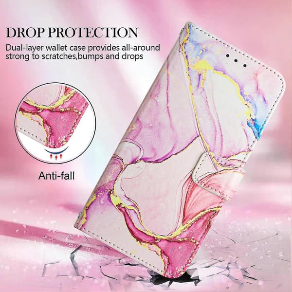 Kompatibel med iPhone 13 Pro Deksel Lommebok Marmor Skinnveske
