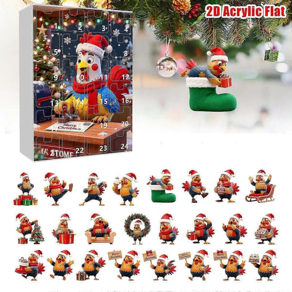 2025 Jule-nedtælling Blind Box Jule-kylling vedhæng Juletræskalender Blind Box