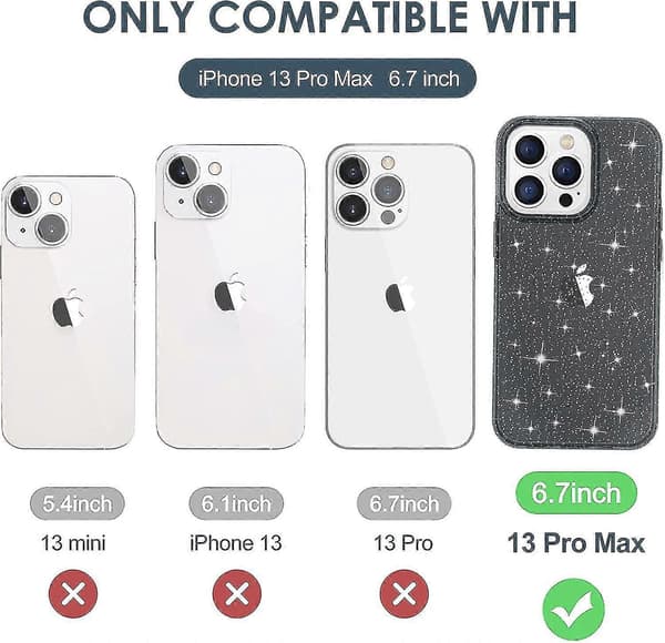 Deksel kompatibelt med iPhone 13 Pro Max-deksel Glitter, glitterglitrende deksel