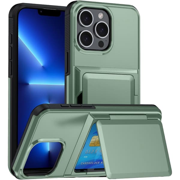 För iPhone 13 Pro Fodral Kortplats TPU+PC Stöd Telefonfodral