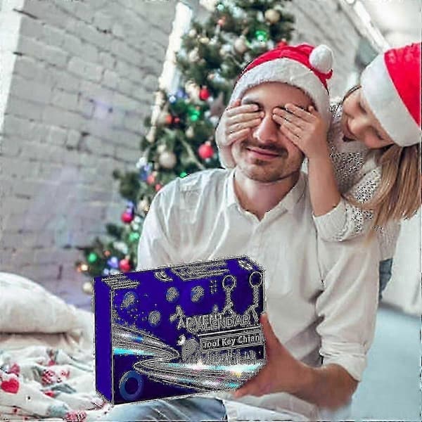 Jule-adventskalender til voksne mænd med 24 stk. værktøjsnøgleringe nedtællingskalender