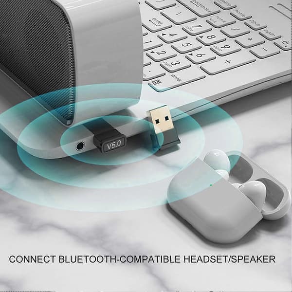 Trådløs sender Rask respons Multifunksjonell Mini Bluetooth-kompatibel 5.0 Plug and Play USB-adapterdongle for mus