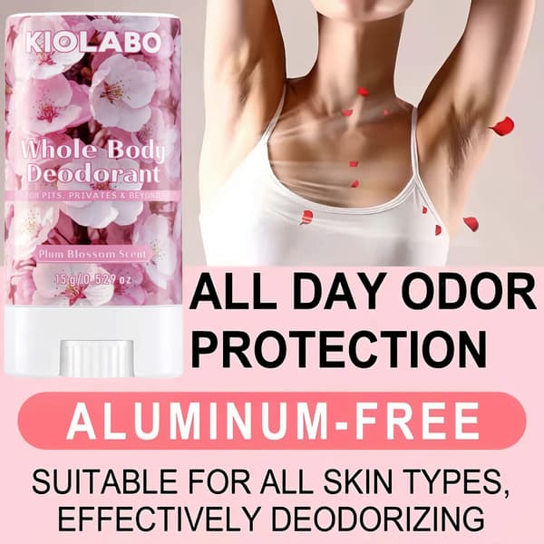 Helkropsdeodorantstift, blommeblomstduft, 72-timers lugtbeskyttelse til armhuler, intime områder og mere, 15g