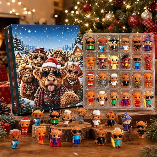 Highland Cow Adventskalender - Jule-nedtelling og festdekorasjon
