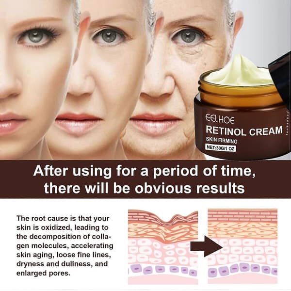 1-6 st EELHOE Anti-Aging Ansiktskräm med Retinol Ansiktsfuktighetskräm Ansiktslyftkräm för Huduppstramning (1 st)