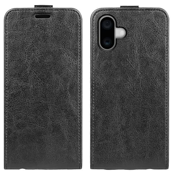 Apple iPhone 16 Flip -puhelinkotelo, suojakuori, musta