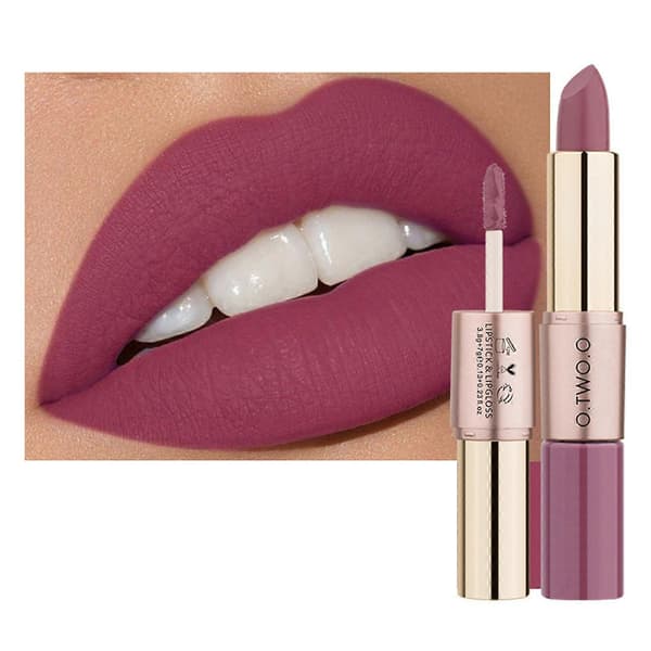 2 i 1 Lipgloss og Læbestift Fløjlsbløde Matte Flydende Læbestifter + Glat Lipgloss
