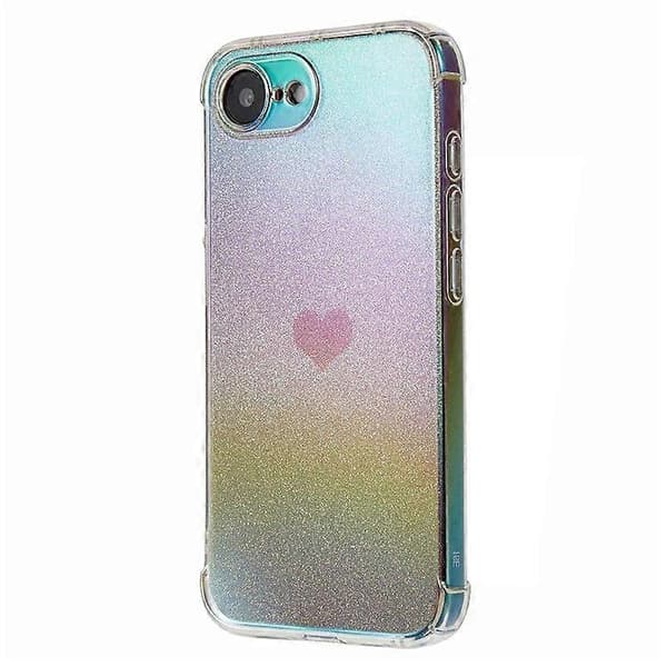 Hjärta Glitter Gradient TPU Telefon Skal Baksida För iPhone 16e (Guld)