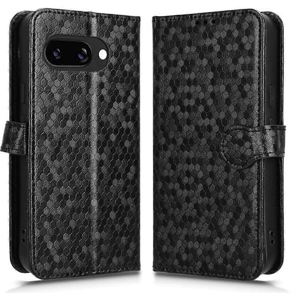 Plånboksfodral med prickmönster i PU-läder för Google Pixel 9a (Stil A)