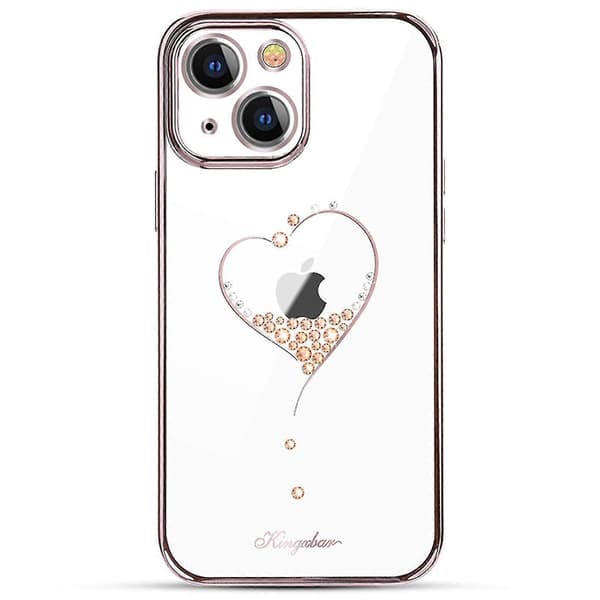 Plating Crystal Love Heart-deksel til iPhone 13 Pro Max / 13 Pro / 13, støtsikkert heldekkende deksel
