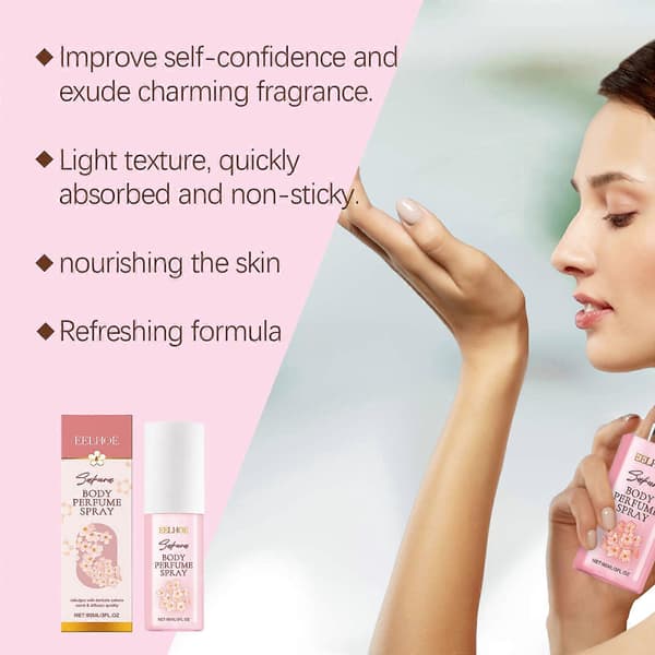 3 st EELHOE Cherry Blossom Body Perfume Spray, Fräsch Mild Doft, Återfuktande Hudvårdsspray