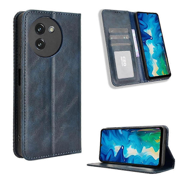 Magnetiskt spänne Retro Textur Läder Telefonfodral (Blå, För Doogee Note 59 / Note 59 Pro)
