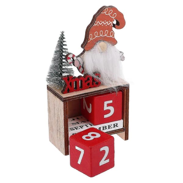 Jule-bordkalender | Træ | 13,50X7,00X3,50 CM | Til børn og voksne | 1 sæt