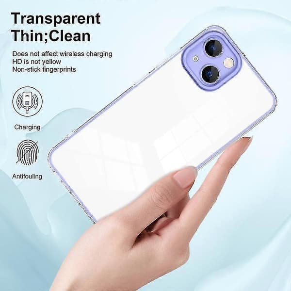Til iPhone 13 3 i 1 Klar TPU Farve PC Ramme Telefoncover (lilla)