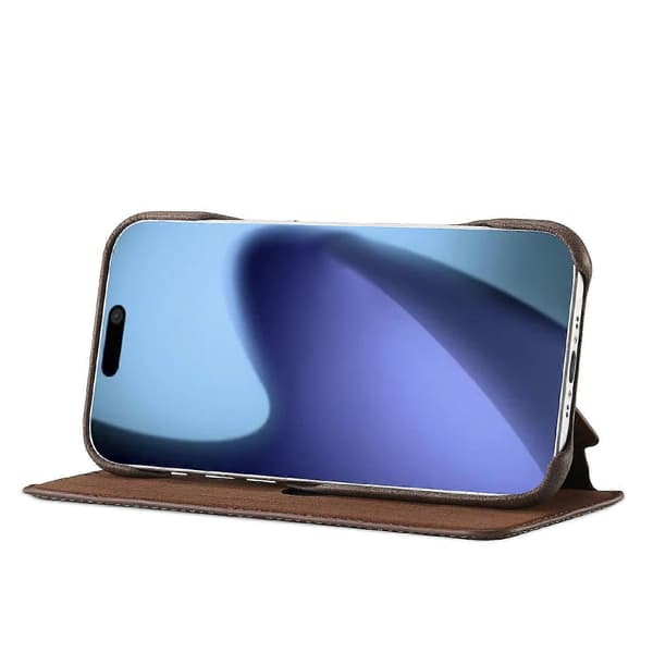 LC.IMEEKE Til iPhone 17 Air Etui Kortholder Stativ Læder Telefoncover - Kaffe