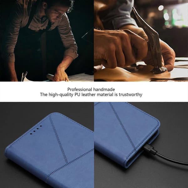Kompatibelt för iPhone 17 Pro Max Plånboksfodral Magnetisk Stängning Läder Flip Telefonfodral med Ställ (Blå)