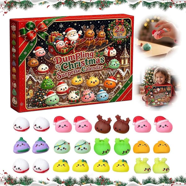 Dumpling-julekalender, 24 mini-bolle-klemleker nedtellingsboks