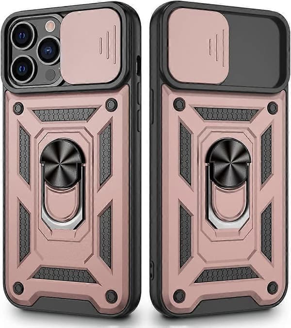 Kompatibel med iPhone 13 Pro Max med skyvbart kameradeksel og støtte, innebygd 360 roterende ringstativ magnetisk deksel til iPhone 13 Pro Max 6,7 tommer