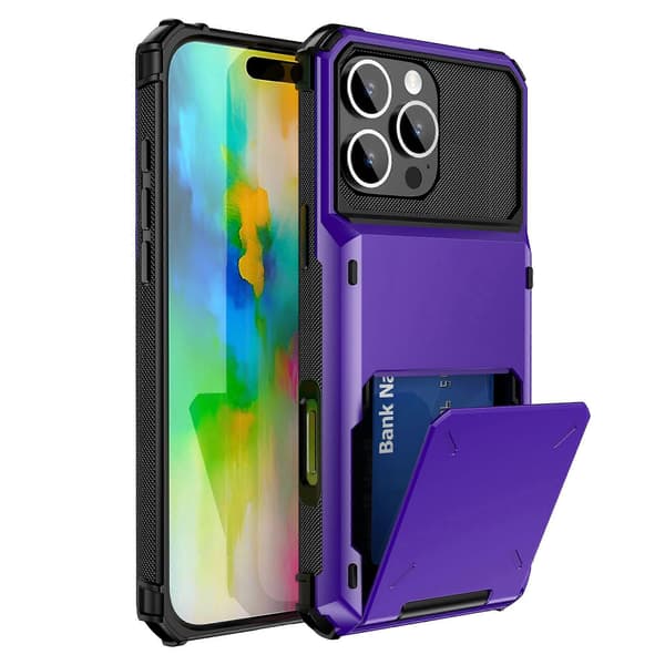 För iPhone 16 Pro Telefonfodral PC+TPU Dubbla Lager Baksida med Korthållare