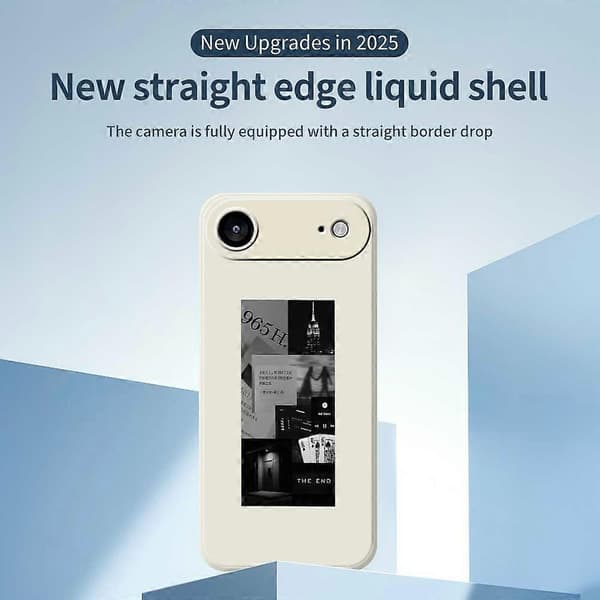 For iPhone 17 Air Case Stitching Photos Pattern Printing Straight Edge TPU Phone Back Cover - Beige