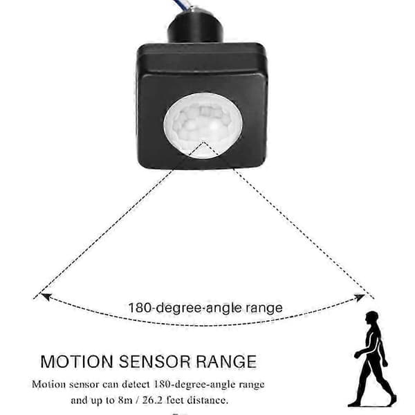 220V Mini Infrarød Kroppssensor Infrarød Kroppssensorbryter LED Flomlys PIR Bevegelsessensor Justerbar Svart