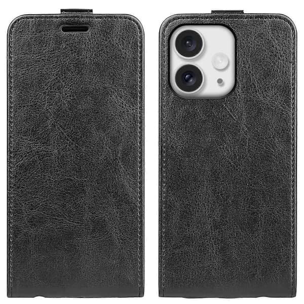 Til Apple iPhone 16 Pro Max Flip Mobiltelefon Taske Cover Kappe Beskyttelse Sort