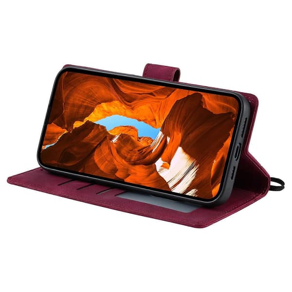 Til iPhone 17 Air etui med præget totem, lædercover med håndrem