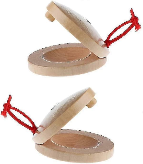 1 par träkastanjetter, musikinstrument för barn, intelligensleksaker, väl
