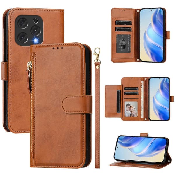 Multi-Card Slots Lynlås Pung Læder Telefoncover (Til Doogee N55 Plus)