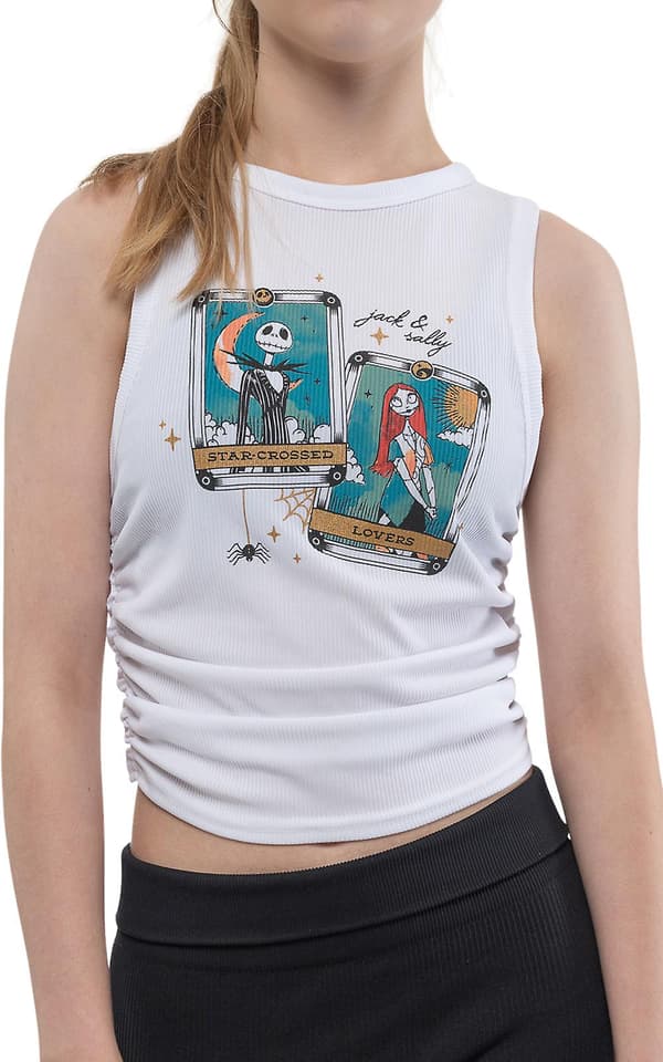 Nightmare Before Christmas Vest Jack Sally Cropped Pige Dame Hvid