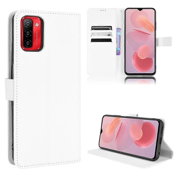 For Ulefone Note 12P Diamanttekstur Skinntelefonveske (Hvit)