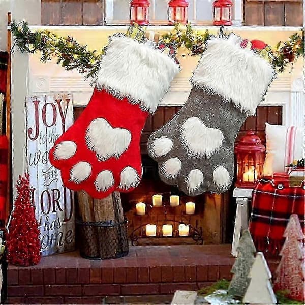 2 stk. julestrømper julestrømper julestrømper juletræspynt julepynt (størrelse: 22 * 44 cm)