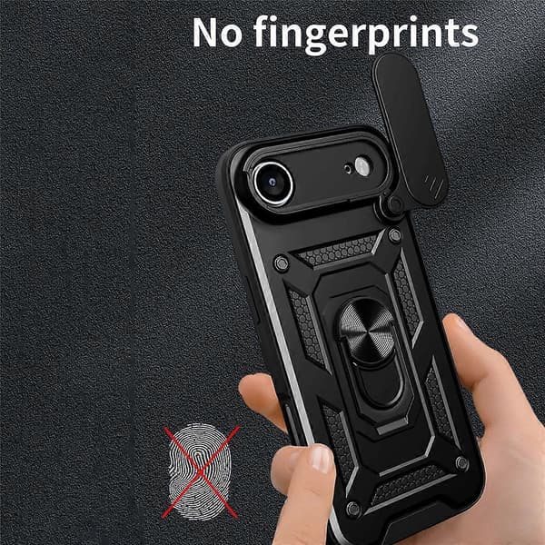 Compatible For iPhone 17 Air Case with Sliding Camera Cover PC + TPU Kickstand Phone Protector