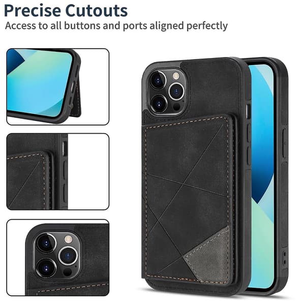 Linjakorttikotelo iPhone 13 Pro Maxille, musta