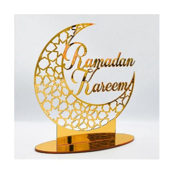 1 stk. akryl Eid Mubarak borddekorasjon, Ramadan Måne Nattlys, Ramadan Mubarak dekorasjon, Mo