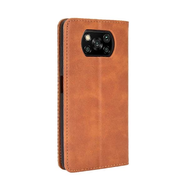 För Xiaomi Poco X3 NFC Läderfodral (Brun)