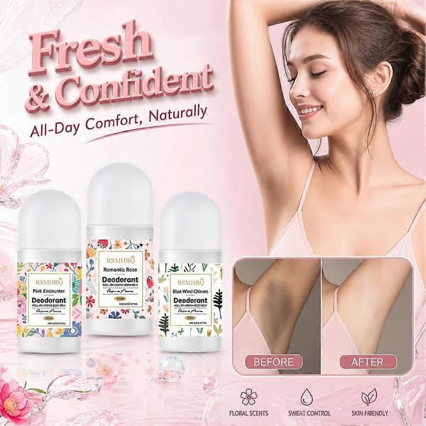 Roll-On Deodorant - 24H Svettkontroll Parfymdoft Hudvård Resevänlig 50ml