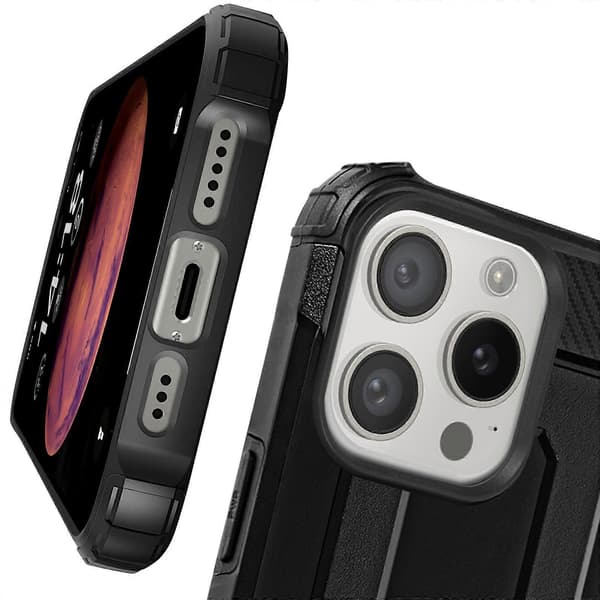 Etui til iPhone 16 Pro Max Hybride Forsterket Støtsikkert Etui 1.8m, Svart