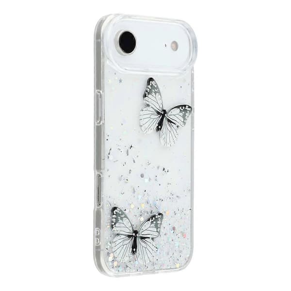Kompatibel til iPhone 17 Air Case Epoxy PVC Butterfly TPU Aesthetics Telefoncover