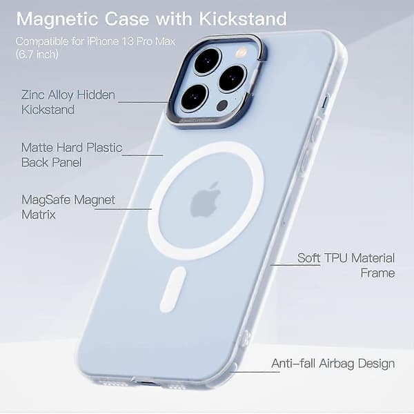 Magnetic Case with Kickstand Compatible with iPhone 13 Pro Max / iPhone 13 Pro / iPhone 13, Shockproof Protective Cover