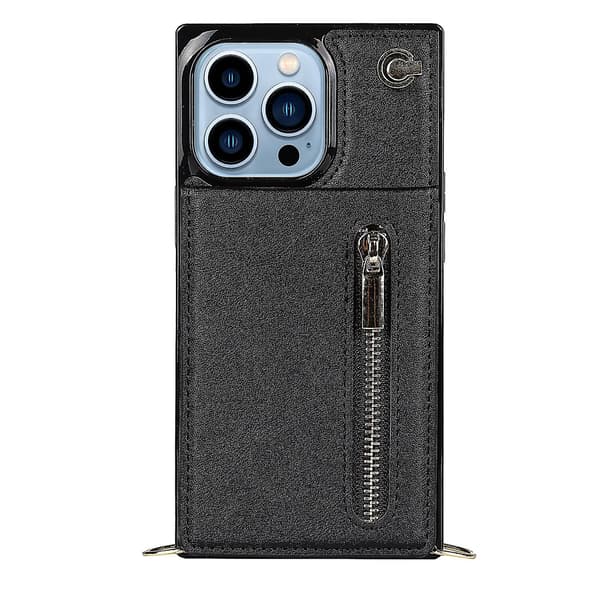 Cross-body lynlås telefoncover til iPhone 13 Pro Max sort
